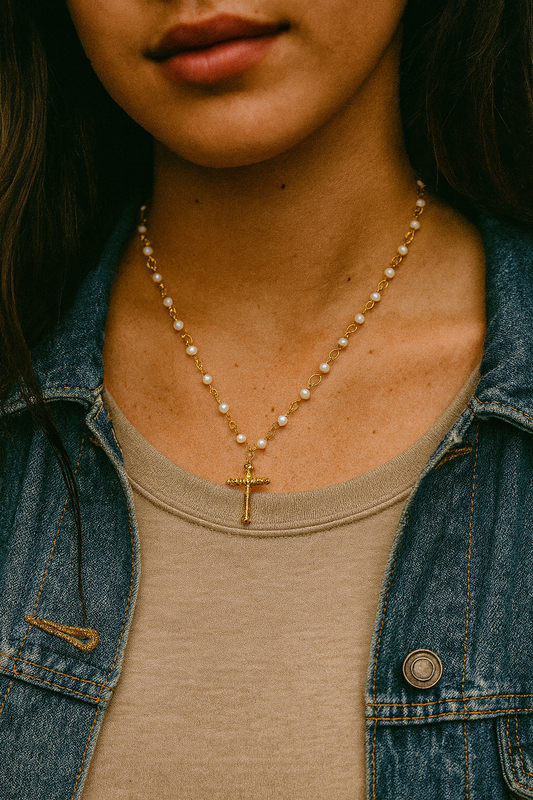 Cabled Cross Pendant Necklace